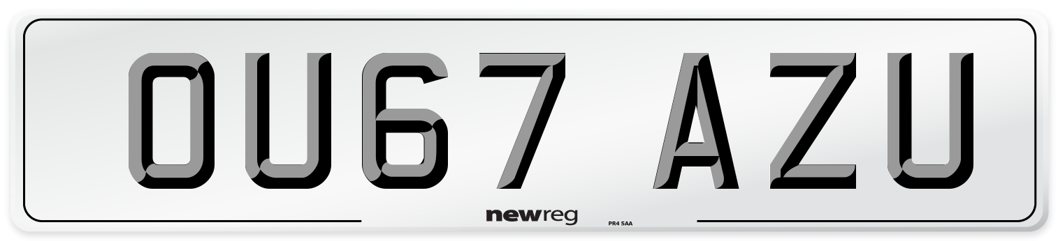 OU67 AZU Number Plate from New Reg